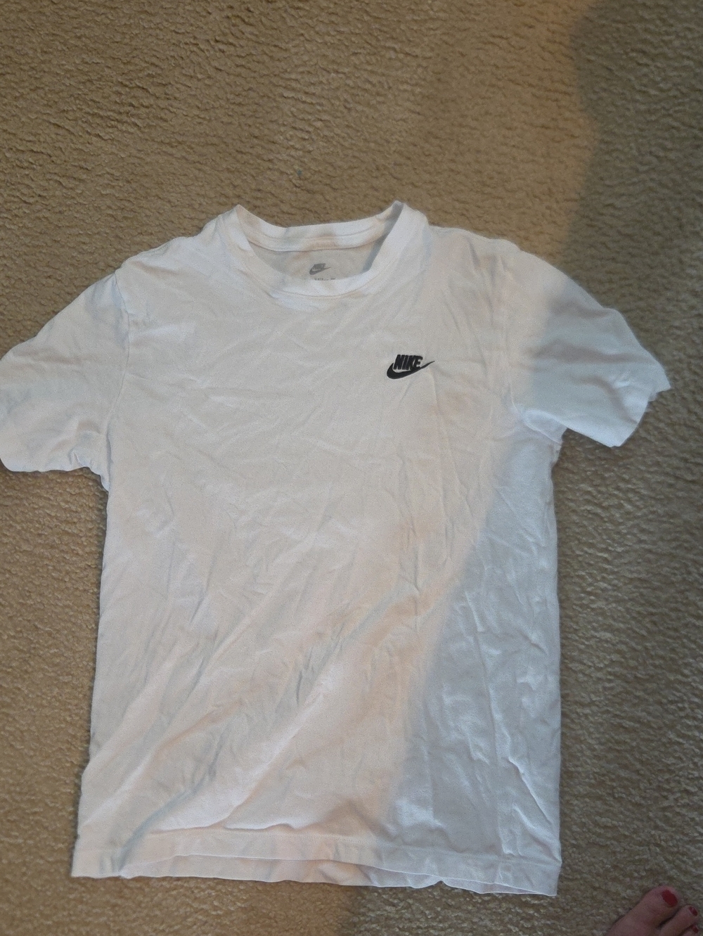 Nike White Men's Short Sleeve Crew with Black Swoosh